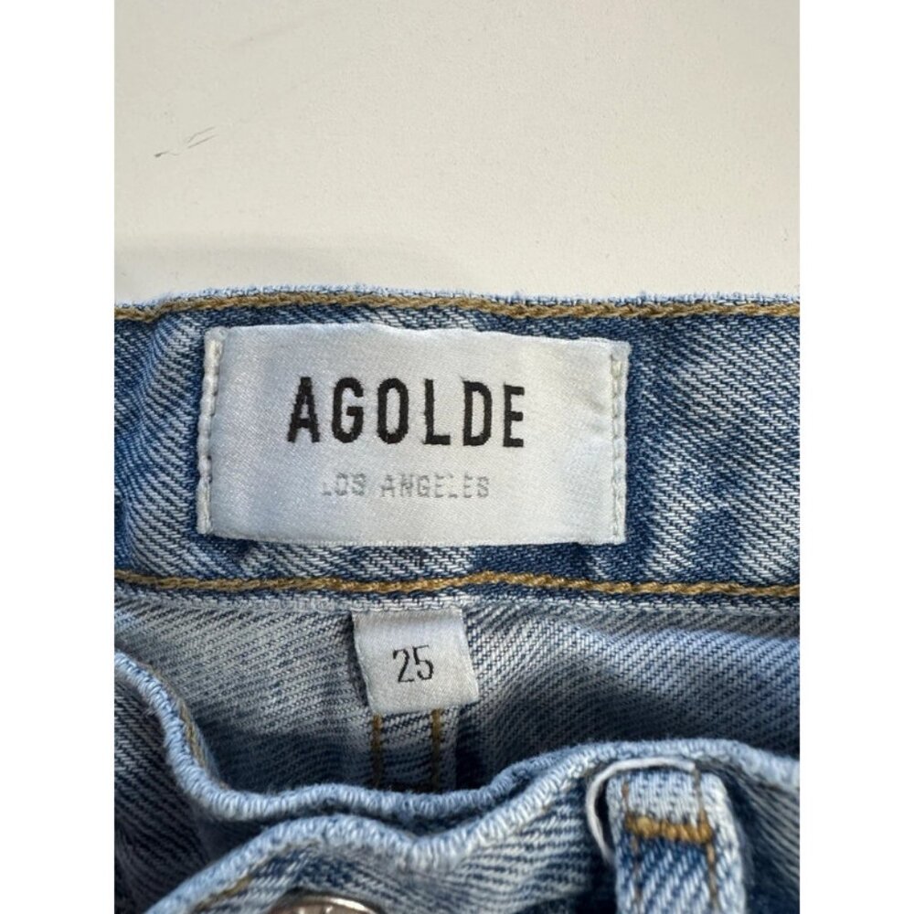 Agolde Jeans 25 Riley High Rise Straight Cropped Fray Medium Organic Button Fly - Picture 4 of 4